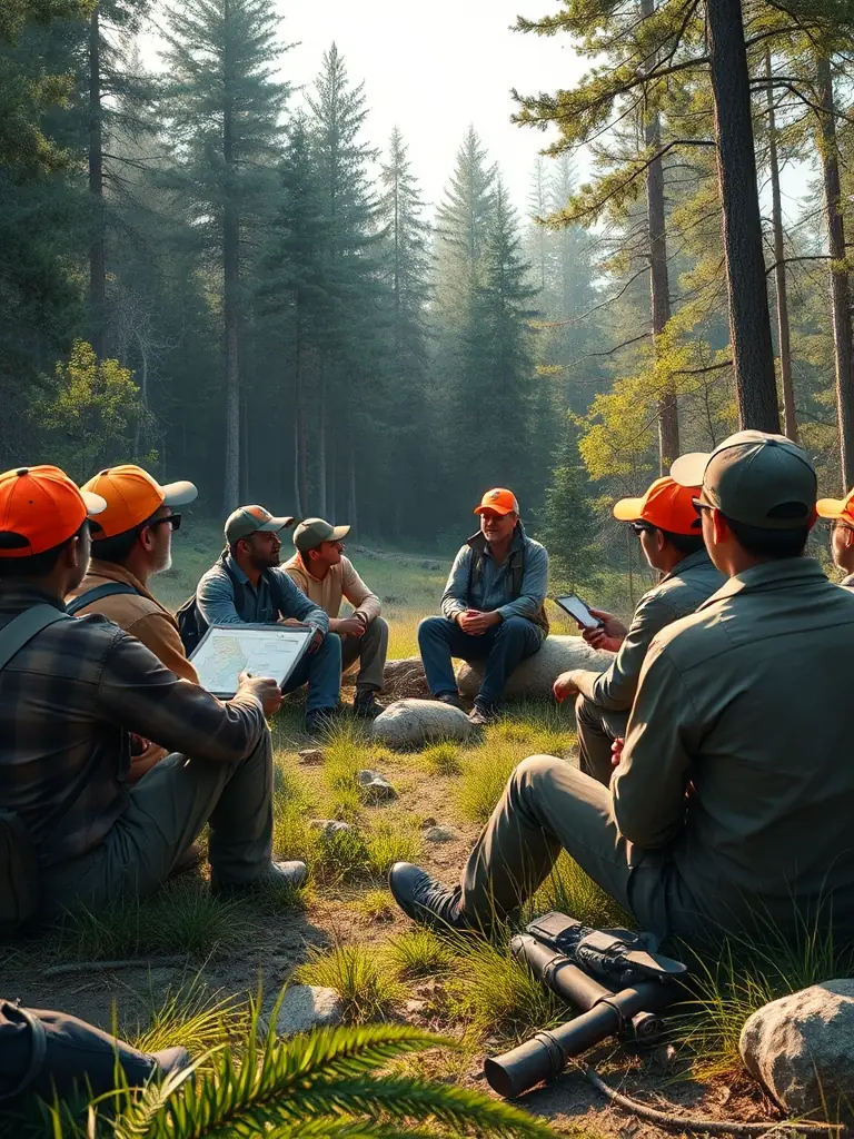 A photograph of a workshop where members of SOCIETE DE CHASSE COMMUNALE D ESTIVAUX are learning about wildlife tracking and conservation techniques.